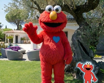 Professioneel Elmo-mascottekostuum, rood harig monsterpak, volledige feestoutfit