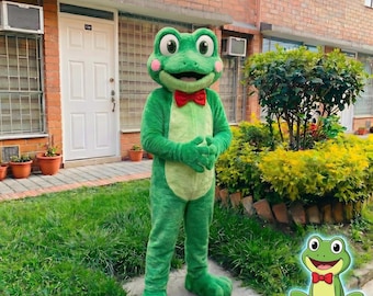 Mascottekostuum groene kikker, volwassen pluche dierenkostuum, halloween-cosplayoutfit