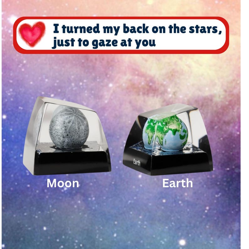 Earth and Moon Couple Keycaps, Galaxy Resin Set, Celestial Mechanical ...