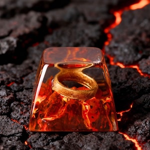 Gold Ring Resin Keycap, One Ring In Lava, Cherry Mx Kompatibel, Geschenk für Gamer