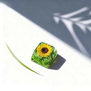 Sunflower Artisan Keycap For Mechanical Keyboard,  Nature Theme Artisan Keycap, 1u Mechanical Switch, Cottagecore Gift For Her