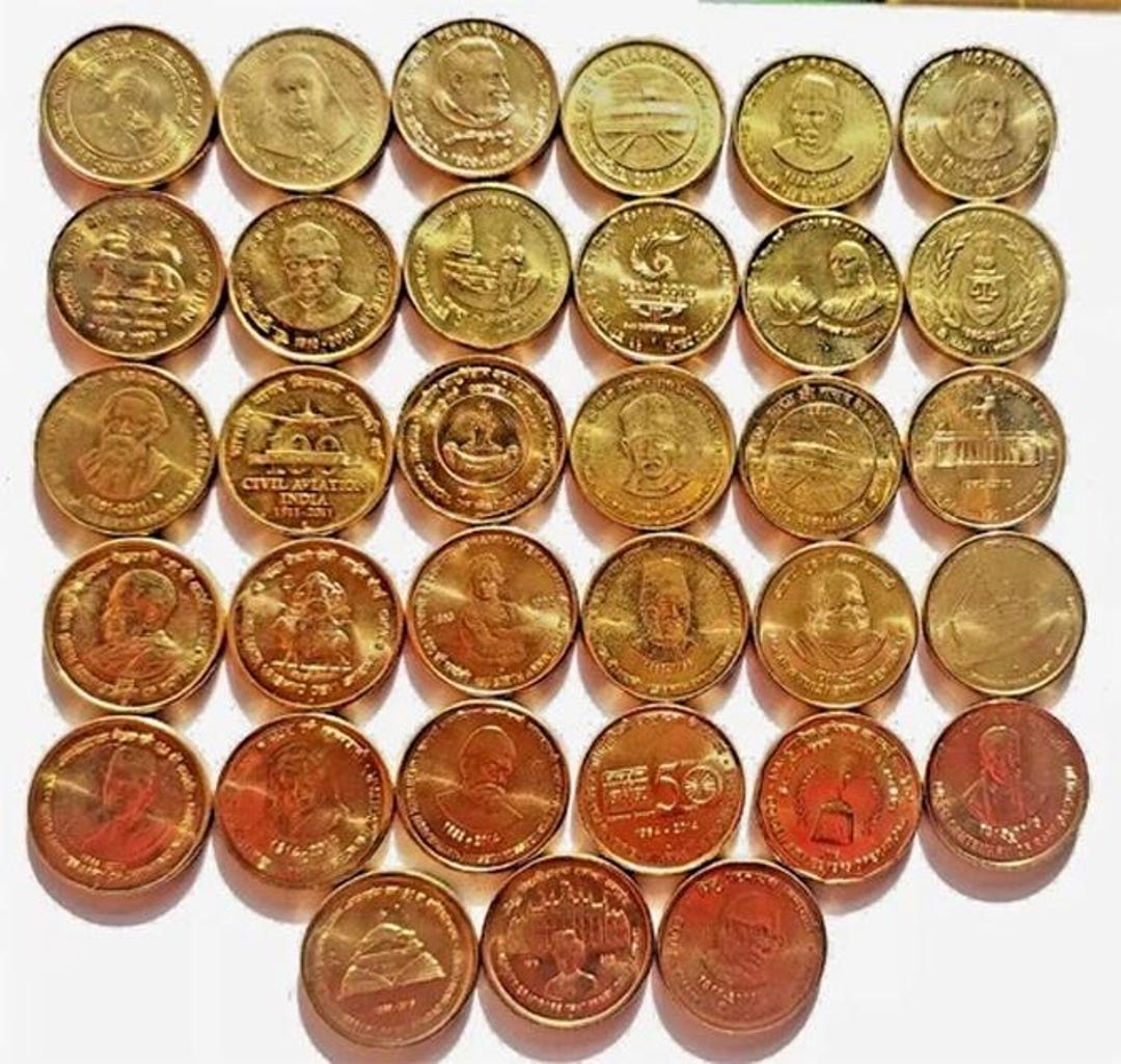 インドのコイン インド共和国 真鍮 5ルピー 33 UNC コイン ロット: 2009-2015 - Etsy 日本