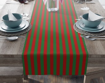 Red & Green Stripes Table Runner, Available 2 Sizes Vibrant Home Decor, Maximalist Aesthetic, Colorful Dining, Mothers or Bday Gift