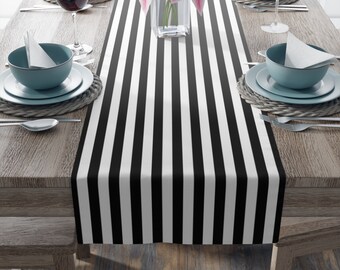 Black & White Stripe Table Runner, Available in 2 Sizes, Vibrant Home Decor, Colorful Dining, Mother's Day, Bday Gifts Matching Placemat