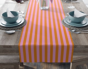 Pink & Orange Stripe Table Runner, Available in 2 Sizes, Vibrant Home Decor, Colorful Dining, Mother's Day or Bday Gift, Matching Placemat