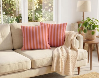 Rosa & orange randigt örngott | Palm House-kollektionen | Modern lantlig heminredning