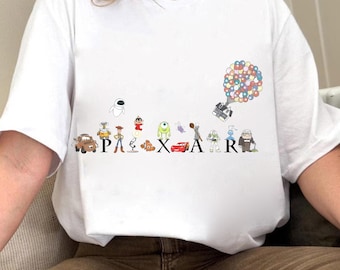 Vintage Disney Pixar Characters Group png, Toy Story, Up, Remy, Monster INC, Cars, Incredible, Disney Vacation Shirt, Disney Pixar Fest