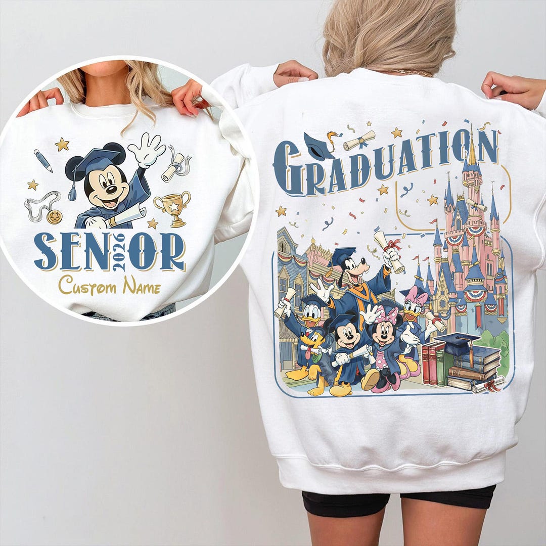 Graduating Disney 2-sided Disney Graduation 2026 Senior Trip PNG, Personalized Mickey ...