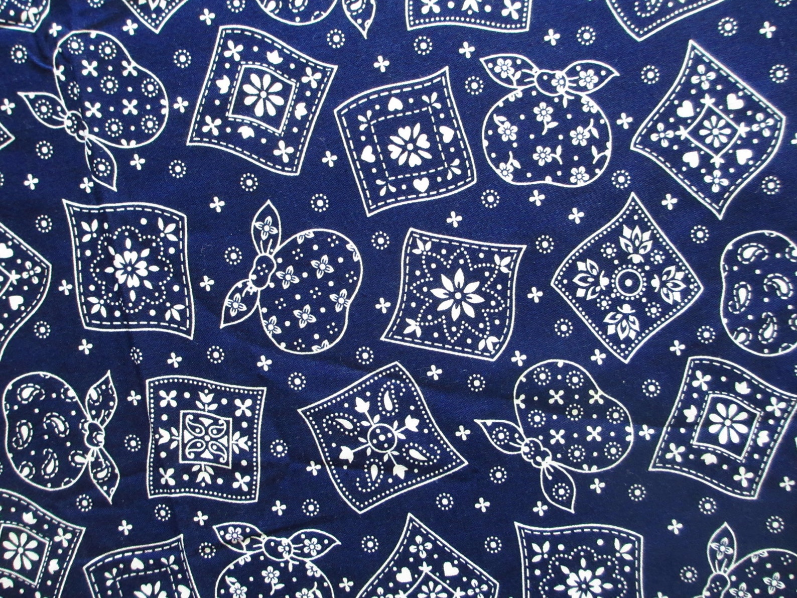 Blue Bandana Print on Cotton Fabric Etsy