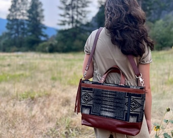 NEW! Southwestern Harding Navy || Brown Leather Crossbody Purse with Conceal Carry || Rosebud Originals