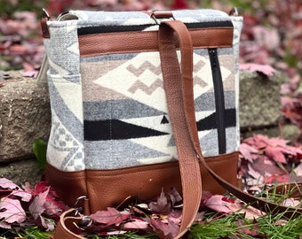 Southwestern Diamond Ridge || Brown Leather Backpack Crossbody Purse || Rosebud Originals