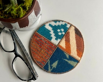 NEW! Southwestern Boho Ranch Leather Coaster|| Rosebud Originals