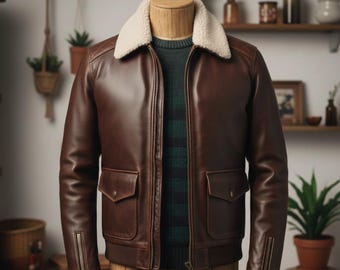 Handmade 90s 100% Genuine Sheep Leather Bomber Jacket – Men's A2 Aviator Bomber Leather Jacket