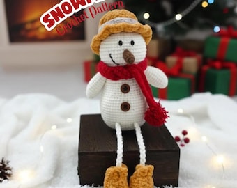 Padrão de crochê Amigurumi de boneco de neve, decoração de Natal (download digital)