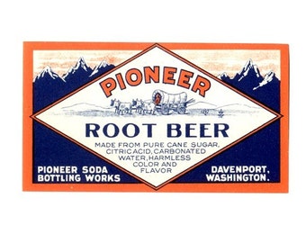 2 Pioneer Root Beer Soda Labels