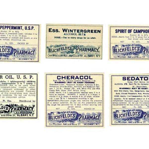 Blichfeldts Pharmacy Label Collection