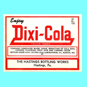 2 Dixi-Cola Soda Labels