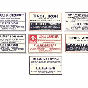 Bellemore Pharmacy Label Collection - Detroit, Michigan