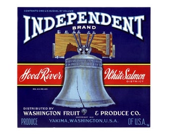 Independent Washington Apple Crate Label - Blue