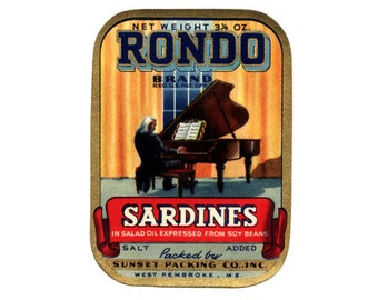 Two (2) - 1930 Rondo American Sardines Label