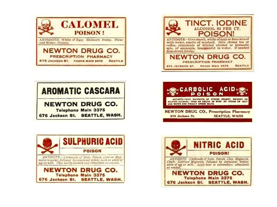 Newton Drug Coseattle Washingtonpoison Labels Etsy