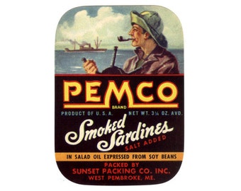 2 Pemco Smoked Sardines labels