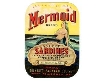 1940 Mermaid Brand Sardine Label