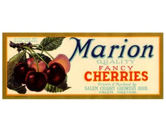Marion Oregon Cherries Crate label