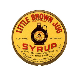 2 Little Brown Jug Syrup labels