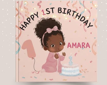 Personalized 1st Birthday Book, Custom Baby Name Storybook Gift , First Birthday Keepsake for Boys & Girls Gift From Grandma, Aunt, Godmom