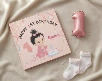 1 Year Old Girl Gift – Custom First Birthday Keepsake Book for Baby