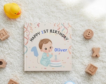 Personalized 1st Birthday Book, Custom Baby Name Storybook Gift ,Keepsake for Boys Gift From Grandma, Aunt, Godmom, Children's milestone