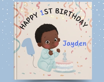 Personalized 1st Birthday Book, Custom Baby Name Storybook Gift ,Keepsake for Boys Gift From Grandma, Aunt, Godmom, Children's milestone