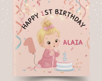 Personalized 1st Birthday Book, Custom Baby Name Storybook Gift , First Birthday Keepsake for Boys & Girls Gift From Grandma, Aunt, Godmom