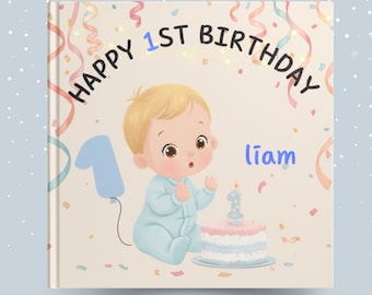 Personalized 1st Birthday Book, Custom Baby Name Storybook Gift ,Keepsake for Boys Gift From Grandma, Aunt, Godmom, Children's milestone