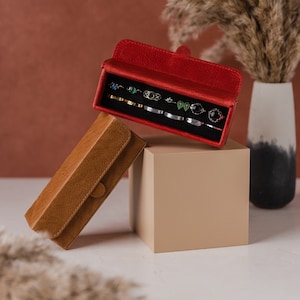 Personalized Leather Jewelry Box: Travel Jewelry Organizer with Magnetic Closure - For Rings, Stud Earrings & Cufflinks