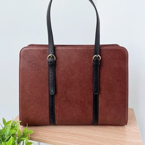 2-tone leather laptop bag MacBook Pro/Air 13 /15/16/17 inch Work bag women Messenger Leather briefcase Graduation gift Office image 6