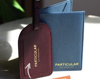 Monogrammed Leather Passport Holder and Luggage Tag - Add Logo / Initials - Custom Luxury Executive Gifts