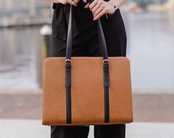 2-tone Leather Laptop Bag MacBook Pro/air 13 15 16 17 Inch