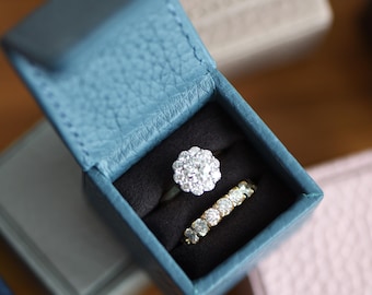 Custom Engagement Ring Box - One or Two Ring Slots - Ring Bearer Box - Small Wedding Ring Holder - Magnetic Closure