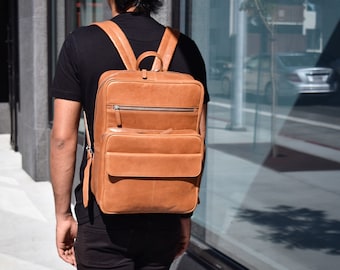 Office backpack 1.0  - Leather laptop backpack - MacBook 16 inch backpack - Work backpack - Travel backpack - College backpack