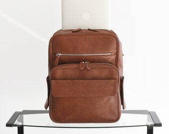 Office backpack 2.0 - Large leather laptop backpack - Leather backpack with pockets - 13 / 15 / 16 / 17 inch laptop backpack - Work backpack