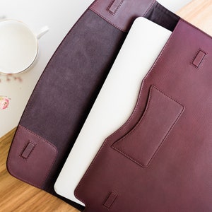 Leather laptop cover for 13 / 15 / 16 inch MacBook Pro / Air 2020 / 21 Leather laptop case Personalized Monogrammed laptop sleeve image 4