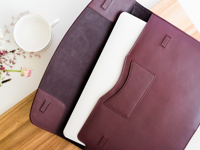 Leather laptop cover for 13 / 15 / 16 inch MacBook Pro / Air 2020 / 21 Leather laptop case Personalized Monogrammed laptop sleeve image 4