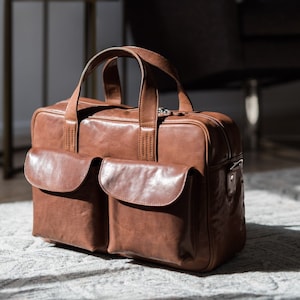 OOPSIE with BEAUTY IMPERFECTIONS - Leather laptop bag men - Leather messenger bag - Office bag men - Laptop bag - Brown leather briefcase