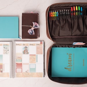 Bolsa de cuero para agenda - Accesorios para agenda - Bolsa de almacenamiento personalizada para agenda - Bolsa para guardar agenda - Estuche de cuero para agenda - Estuche para bolígrafos imagen 7