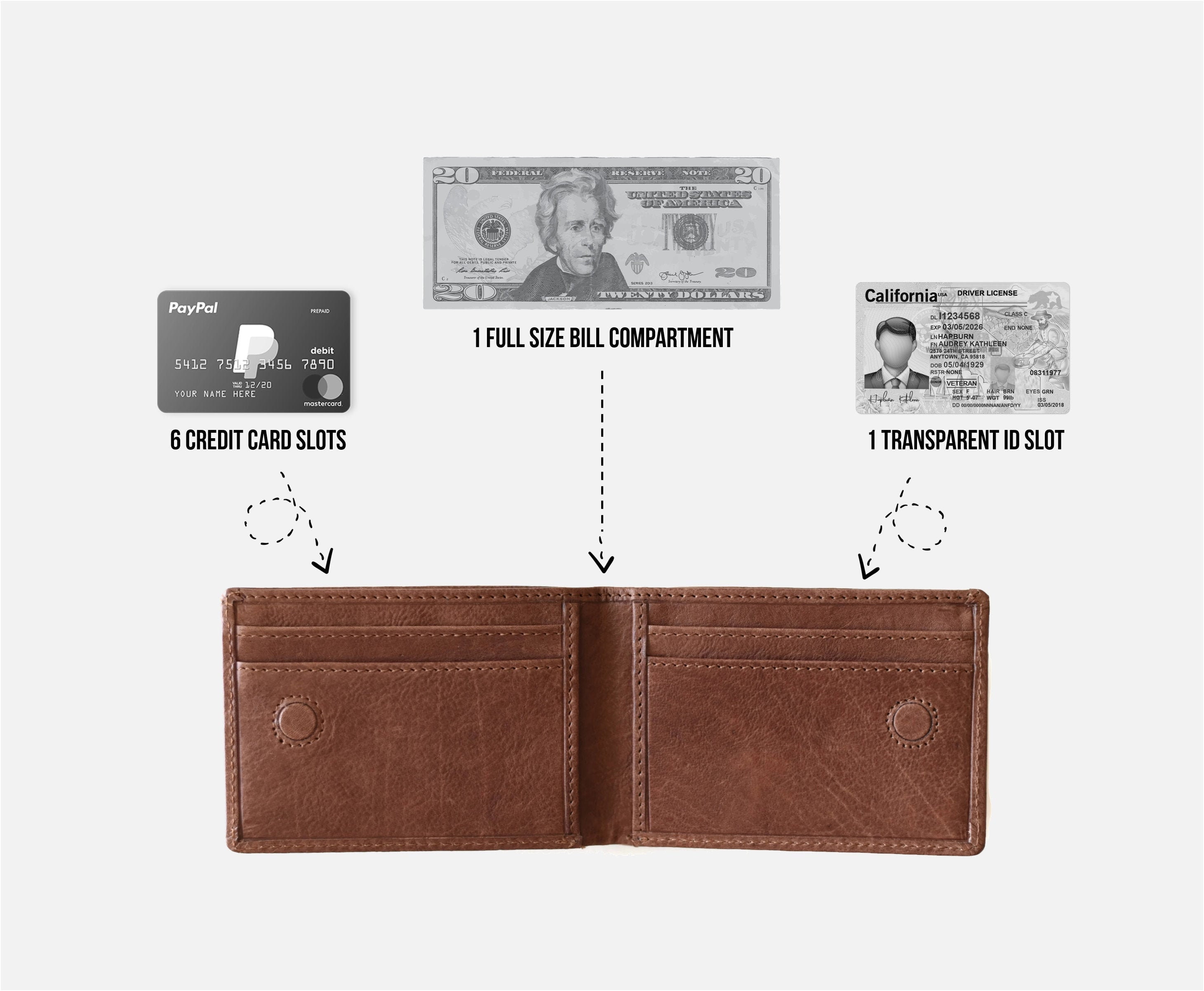 Personalized Leather Card Wallet With Magnetic Lock ID