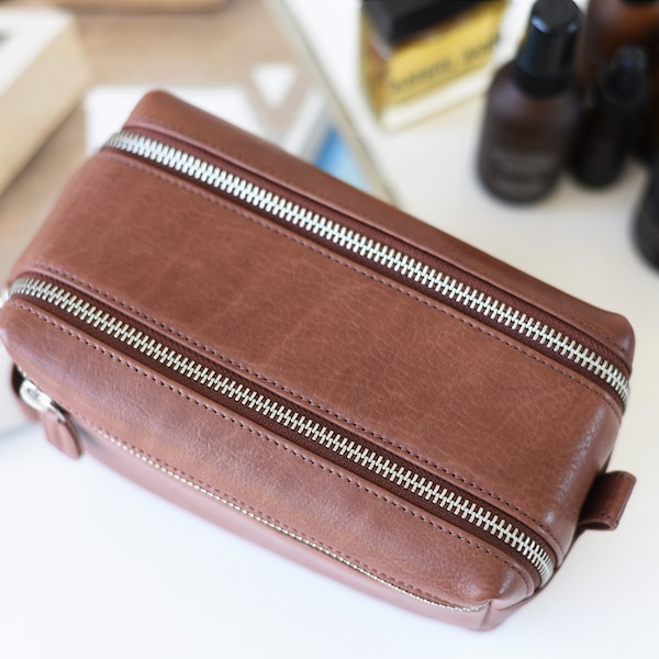OOPSIE - Double zipper leather toiletry bag - Beauty IMPEFECTIONS