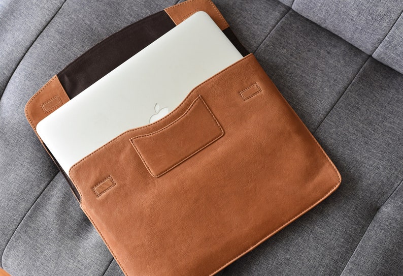 MacBook ProAir 13 15 16 inch sleeve Monogrammed Personalized laptop folio Leather laptop sleeve Envelope laptop case