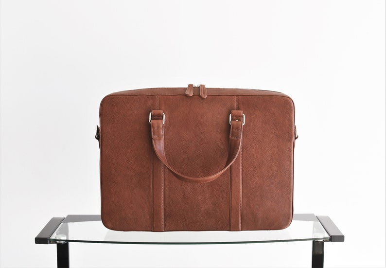 Men's leather briefcase 2.0 Leather briefcase men Laptop bag Travel briefcase Leather messenger bag 16 MacBook Pro bag image 8